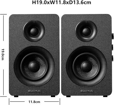 Sanyun SW208: Акустична система 3.0 Bluetooth 5.0, 60W, 2.0, для ПК, чорний