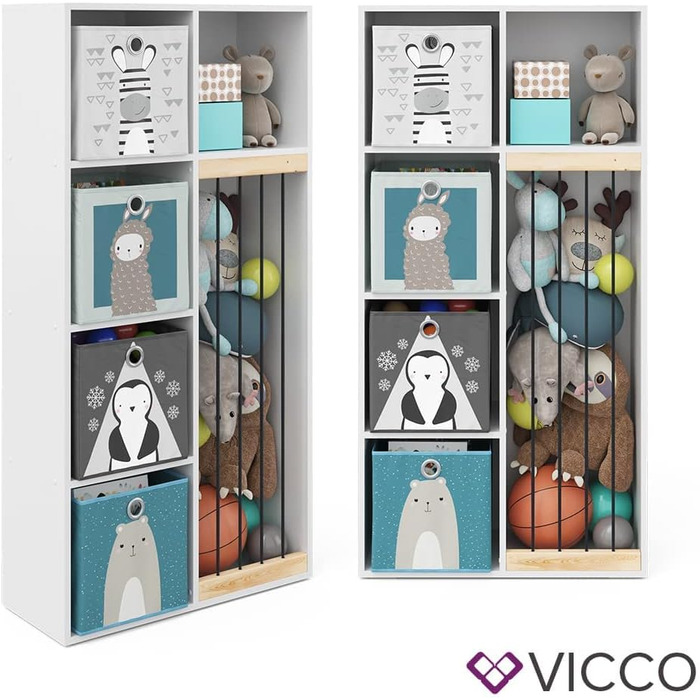Дитяча полиця Vicco Marvin, біла, 72x143 см, з 4 складаними коробами, Опція 2