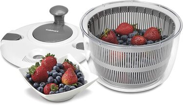Салатниця-сушарка Cuisinart CTG-00-SAS велика 5 л, біло-сіра - для миття, віджимання та сушіння салату, фруктів та овочів