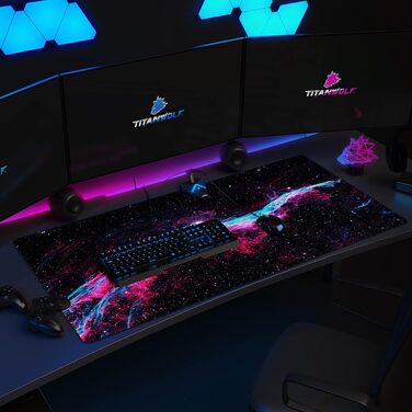 Ігровий килимок для миші Titanwolf XXXL (1200x600 мм) з принтом Veil Nebula — великий килимок на стіл для геймерської миші та клавіатури
