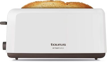 Тостер Taurus Mytoast Duplo 1450Вт, 2 довгі відсіки, 7 режимів, автоматичне центрування, піддон для крихт, функції розігріву, розморожування та стоп