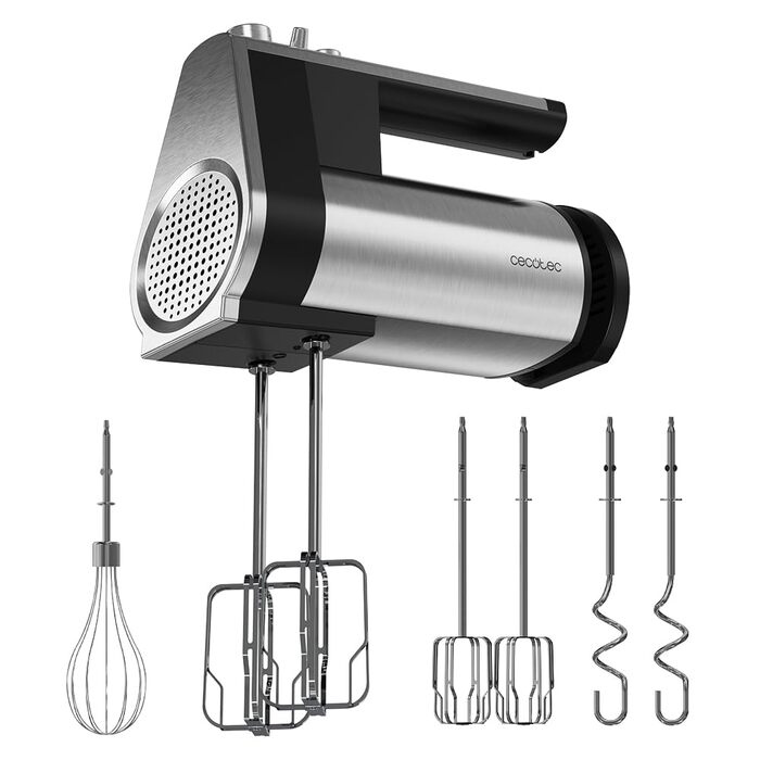 Ручний міксер Cecotec PowerTwist 500 Full Steel: 500 Вт, 5 швидкостей + Turbo, 3 насадки, сталь, без чаші