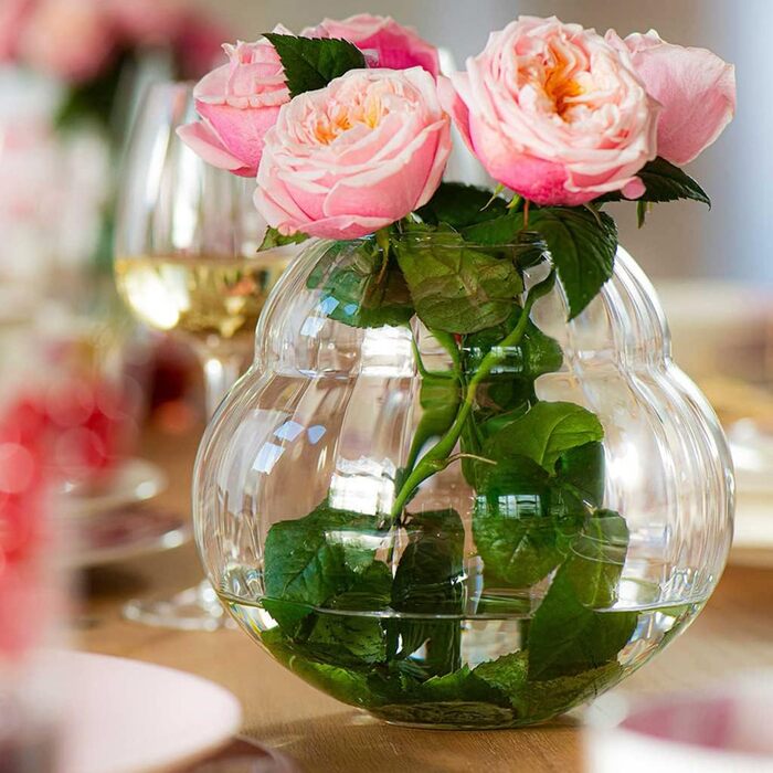 Ваза Villeroy & Boch Rose Garden Rosa 17 см - скляна ваза для квітів, прозора, для дому та ресторану