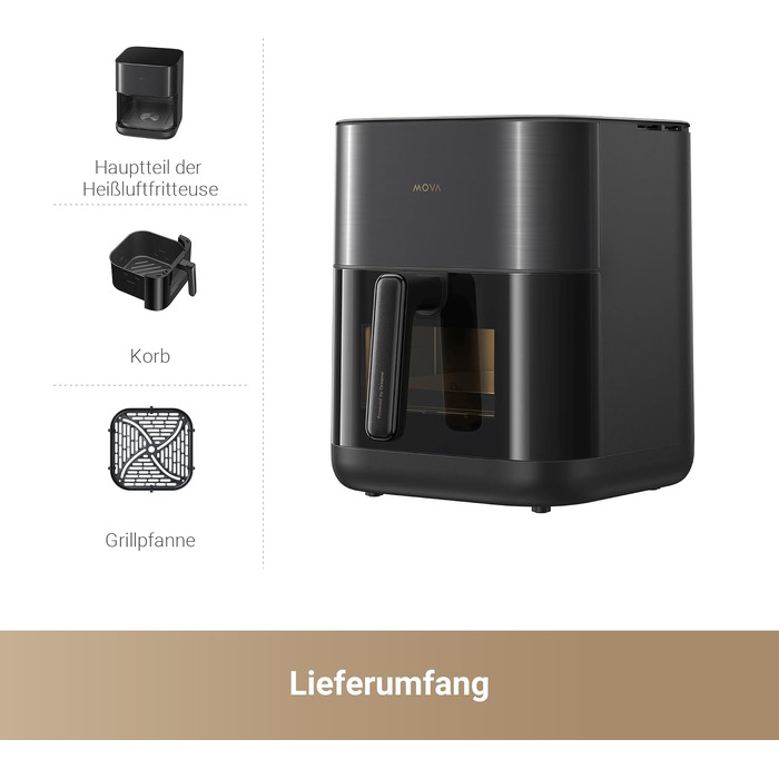 Аерофритюрниця Mova AeroChef FD10 Pro на 6 літрів, безмасляна фритюрниця з конвекцією повітря та металевою чашею