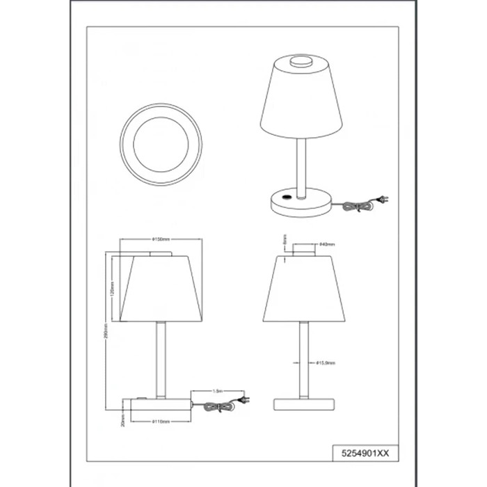 Настільна лампа Trio Emerald 4 Вт, інтегрований LED, матовий нікель, 15x15x29 см