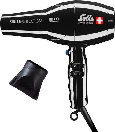 Фен для волосся Solis Swiss Perfection 440, 2300 Вт, іонний, 3 температури, 2 швидкості, холодне повітря, AC-мотор, чорний