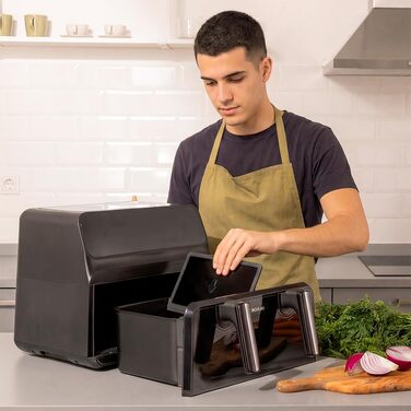 Аерофритюрниця Cecotec Cecofry Advance 9000 Window з подвійним кошиком 9л (2x4.5л), 2200 Вт, вікном та підсвіткою, 8 програм, чорна