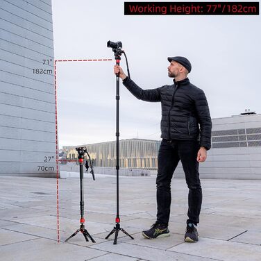 Монопод IFOOTAGE Cobra 3 A180T 3-в-1 з алюмінію, телескопічний відео-штатив для фотоапаратів та відеокамер, професійний штатив 180 см