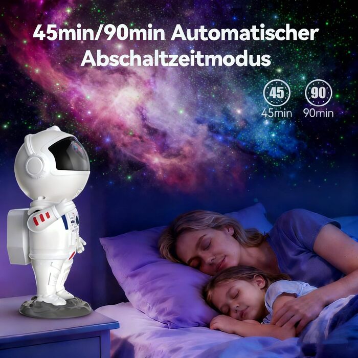 Проектор зоряного неба TechRise Astronaut: LED нічник з ефектом космосу, таймером та дистанційним керуванням, білий