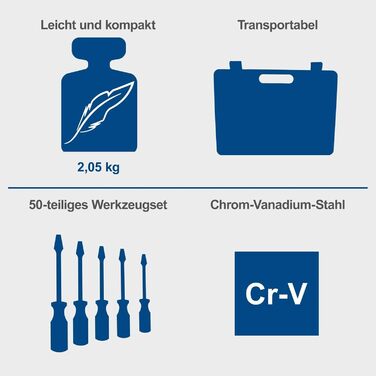 Набір інструментів Scheppach 97 предметів у пластиковому кейсі: викрутки, біти, шестигранники з гумовими ручками