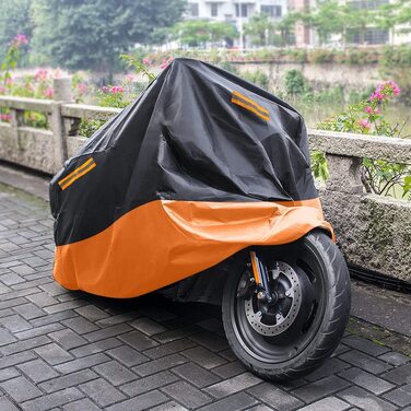 Мотоциклетний чохол водонепроникний 210D Oxford для Harley-Davidson, Honda, Suzuki, Kawasaki, Yamaha, антипиловий, захист від подряпин, для вулиці, 2XL (245×105×125 см), помаранчевий
