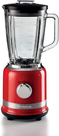 Блендер стаціонарний Ariete 585 Modern червоний, 1.5 л, 1000 Вт, 4 швидкості + імпульсний режим, скляний глечик