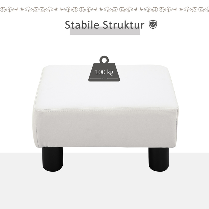 Табурет для ніг HOMCOM Chesterfield зі штучної шкіри, білий, 40x30x24см
