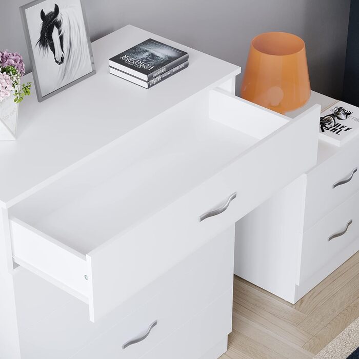 Комод Vida Designs, ДСП, білий, 90x36x75 см, 5 шухляд