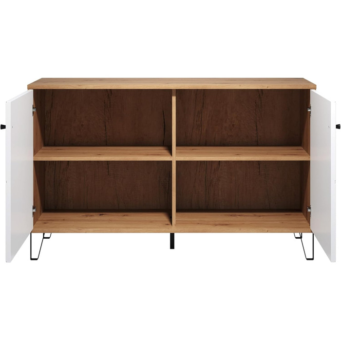 Тумба Trendteam Smart Living Touch Artisan Eiche/Weiß з 2 дверцятами та 4 відділеннями (123 x 76 x 40 см) - житловий шафчик з металевими ніжками
