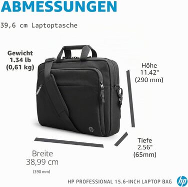 Сумка-чохол для ноутбука HP Professional до 15.6 дюймів, водовідштовхуюча, з RFID-захистом та подвійними замками, чорна