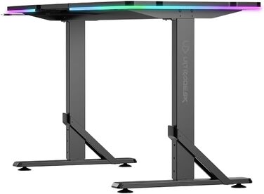 ULTRADESK - Стол для геймінгу Iron - Механічний регульований стіл з RGB підсвічуванням, чорний