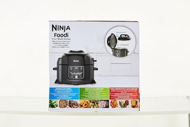 Мультиварка Ninja Foodi 6 л, 7-в-1: скороварка, аерофритюрниця, повільне приготування, гриль, OP300EU, сталь/чорний
