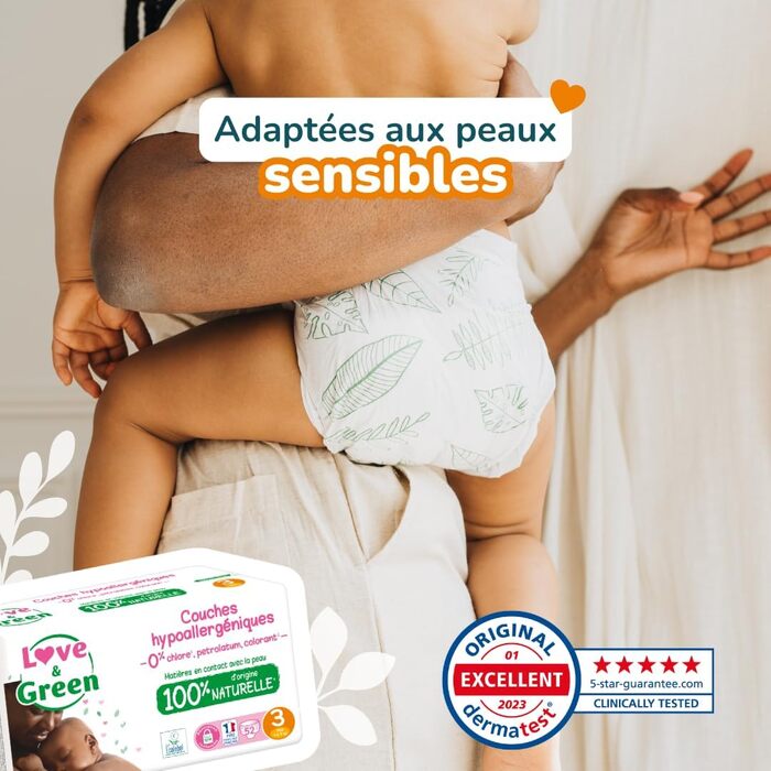Екологічні підгузки Love & Green, розмір 3, набір на 1 місяць