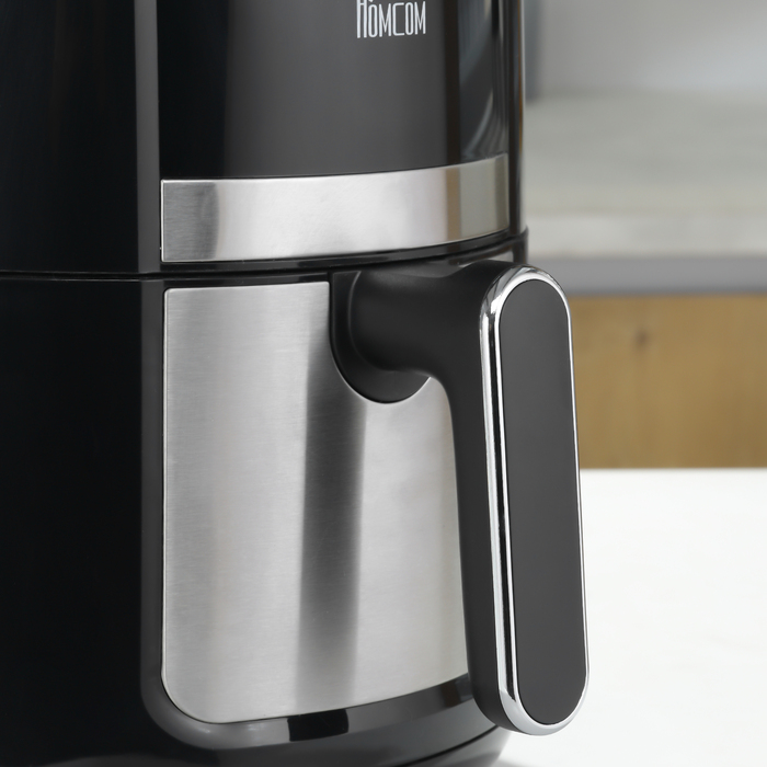 HOMCOM Горизонтальний фритюрниця з гарячим повітрям на 4 л, Airfryer з 12 програмами, таймером на 60 хв, антипригарним кошиком, 1300 Вт фритюрниця без олії, з захистом від перегріву, LED-сенсорним дисплеєм, Чорний | Aosom