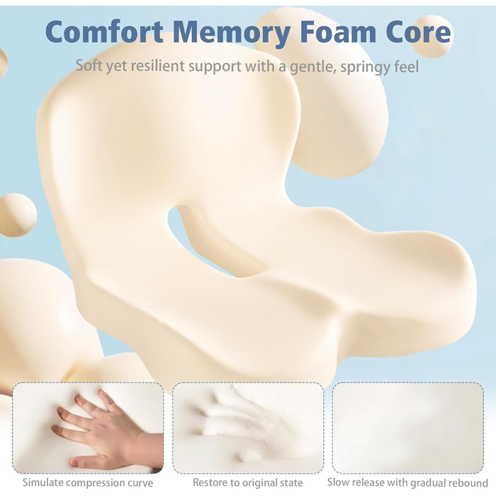 Подушка ортопедична Yolispa з підтримкою спини для авто та офісного крісла, Memory Foam, сіра (темно-сірий + світло-сірий)