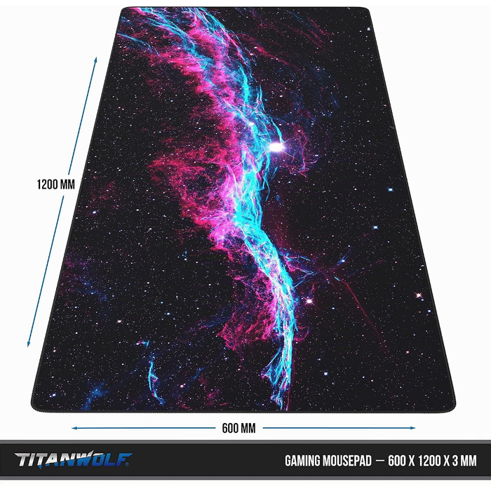 Ігровий килимок для миші Titanwolf XXXL (1200x600 мм) з принтом Veil Nebula — великий килимок на стіл для геймерської миші та клавіатури