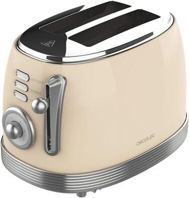 Тостер Cecotec Toast&Taste 800 Vintage Light: 850 Вт, 2 слоти, нержавіюча сталь, зелений, вінтажний стиль
