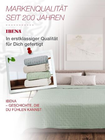 Постільна покривало Ibena Arles стібаний 140x210 см, колір шавлія (зелений) для односпального ліжка