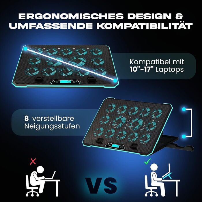 Ігровий охолоджувач для ноутбука V14 з RGB-підсвіткою та USB-портом