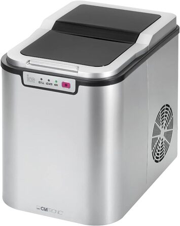 Льодогенератор Clatronic EWB 3785 Inox: Швидке виробництво льоду (10 хв), самоочищення, 12 кг/24 год, резервуар 1.5 л