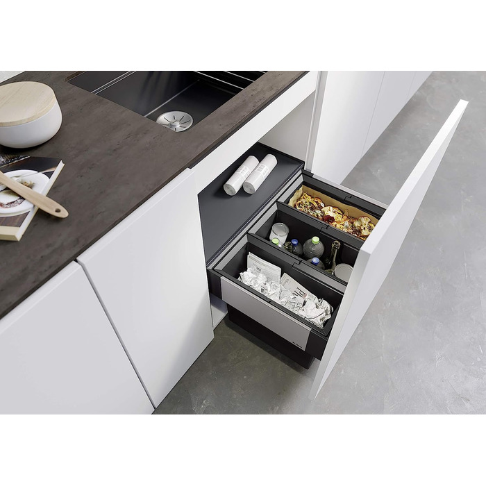 Система для сортування сміття BLANCO SELECT II 60/3, для 60 см шафи, 3 відра по 15 л, висувна, з кришкою