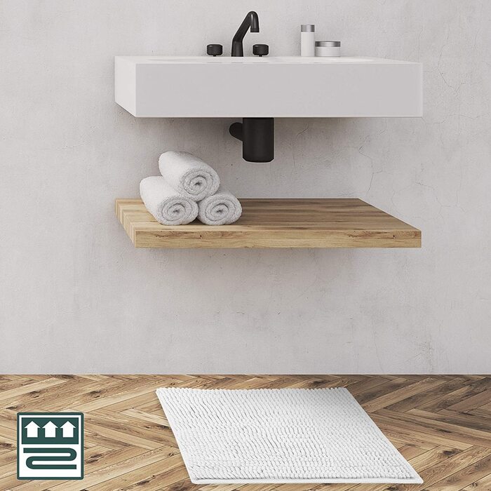 Килимок для ванної Beautissu BeauMare 50x50 см, білий, мікрофібра, нековзний, пухнастий, машинне прання