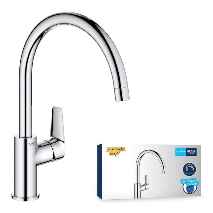 Змішувач кухонний GROHE StartEdge з високим виливом, поворотний на 360°, хромований (30529001)