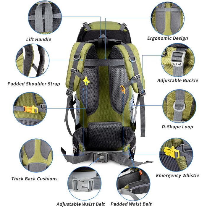 Рюкзак Night Cat 90L армійський зелений для туризму, трекінгу, кемпінгу, альпінізму, чоловічий/жіночий, дихаючий матеріал