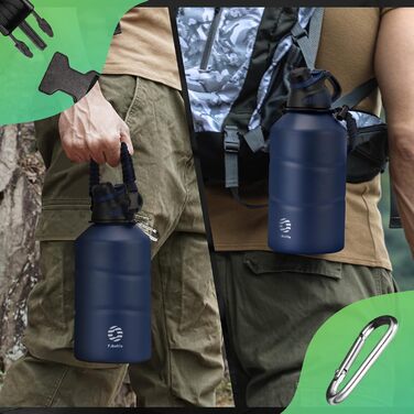 Fjbottle термобутилка з нержавіючої сталі 1.9 л з магнітною кришкою, вакуумна, BPA Free, для води, спорт, кемпінг, тренажерний зал, велика місткість, герметична