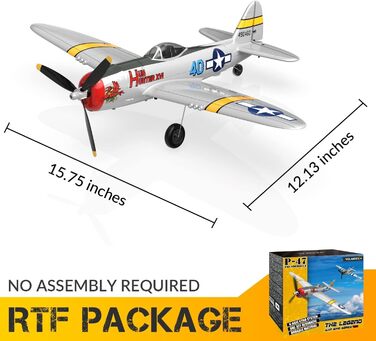 Радіокерований літак Volantexrc P-47 RTF 2.4GHz з гіростабілізацією, USB зарядкою, акумулятором та пультом – для початківців та досвідчених пілотів