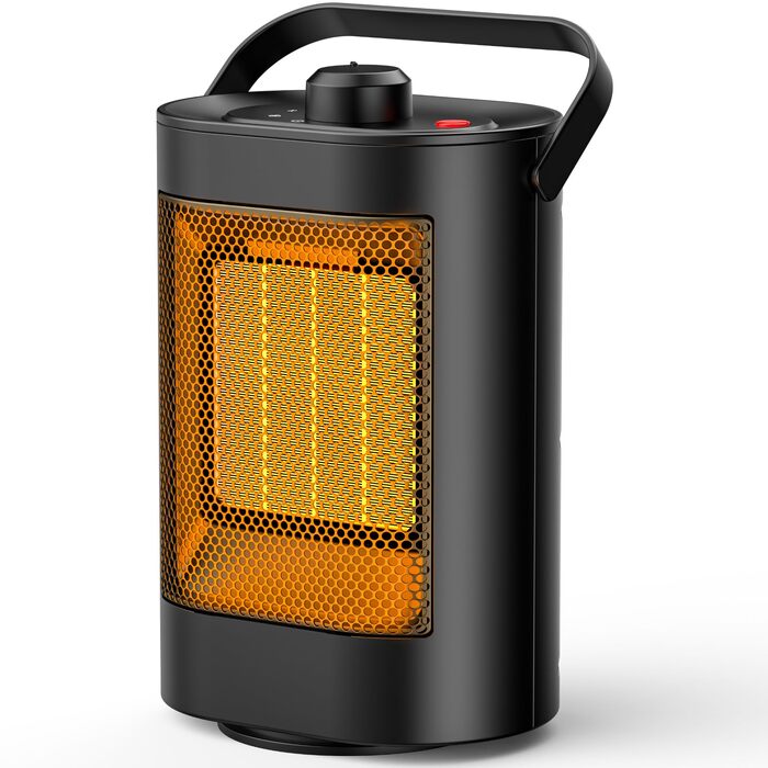 Керамічний електричний обігрівач YAZEKY 1500W — енергоощадний безшумний тепловентилятор з 3 режимами швидкості, захистом від перегріву та перекидання, для ванної, офісу та спальні, чорний