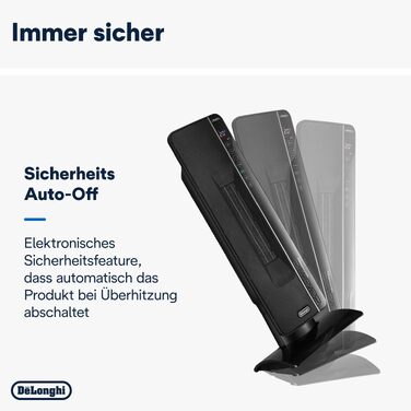 Теплова завіса-вентилятор De'Longhi TCH Turmventilator з функцією обігріву, 2400Вт, для приміщень до 70м³, 3 режими потужності, таймер 24г, чорний (TCH8993ER.BC)