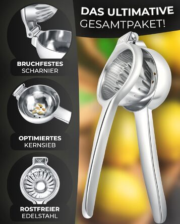 Преміум ручний віджим для цитрусових VALUXE® — Соковижималка для лимонів, лаймів та апельсинів, нержавіюча сталь, Large Deluxe, підходить для посудомийки