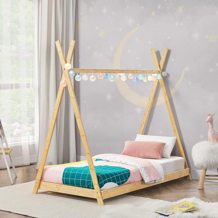 Дитяче ліжко Vimpeli 80x160 см Tipi з ламелями, бамбук, ігрове ліжко для дитячої кімнати