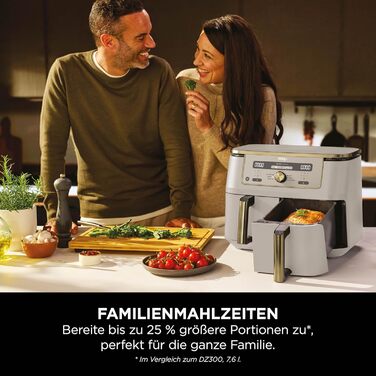 Фритюрниця Ninja Dual Zone Digital Air Fryer 9.5L, 6-в-1, 2 відсіки, Stone/Gold DZ400EUSTGD