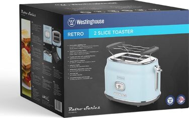 Тостер Westinghouse Retro, рожевий - 2 відділення, широкі прорізи, підставка для підігріву, 815 Вт