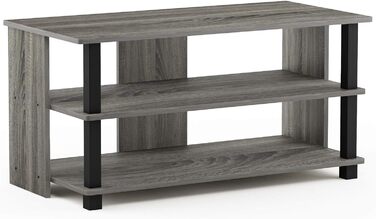 Тумба під телевізор Furinno Sully, дерево, французький дуб/чорний, 80 см, 3 рівня