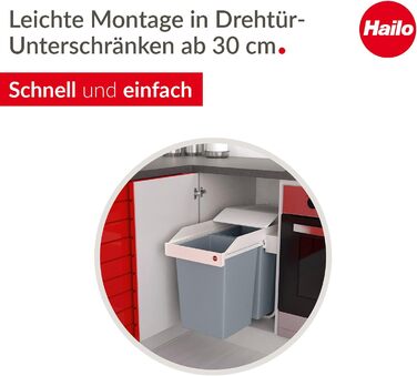Вбудована система сортування сміття Hailo Multi-Box Duo L, два відра по 14 л, висувні контейнери, для кухні, кремово-біла