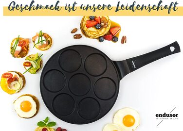 Млинцева сковорода endusor 26 см з антипригарним покриттям PowerShield, для індукції, газу, електро, 7 форм для млинців, яєць, крепів