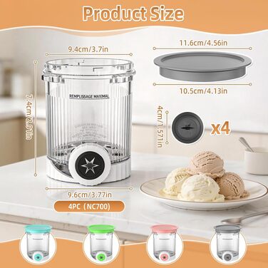 Контейнери Hejo для Ninja Creami Deluxe (4 шт, 680 мл) - Пінта для морозива NC500/NC501/NC700eu