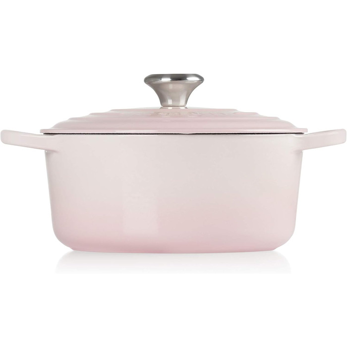 Чавунна каструля Le Creuset Signature з кришкою, 24 см, кругла, 4,2 л, для всіх плит і індукції, рожевий Shell Pink
