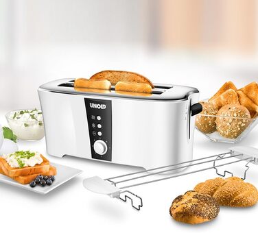 Тостер Unold 38020 Design Dual білий/чорний, 4 функції, 4 тостів, підставка для булочок, 1300 Вт, охолоджуваний корпус