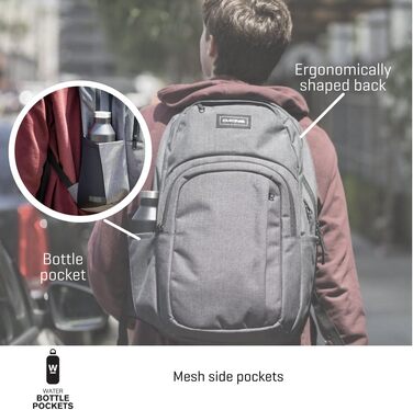 Рюкзак Dakine Campus 25L унісекс для школи, ноутбука та подорожей, водовідштовхуючий, поліестер, колір Carbon II