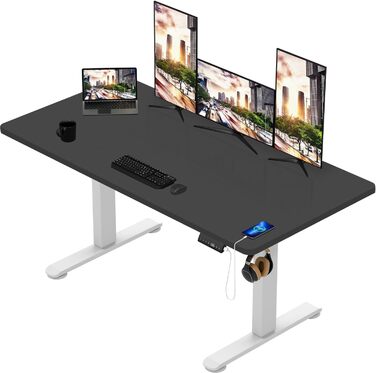 Електричний стіл TRIUMPHKEY 200x80 см, регульований по висоті, з USB, пам’яттю, антиколізією, комп’ютерний, чорний